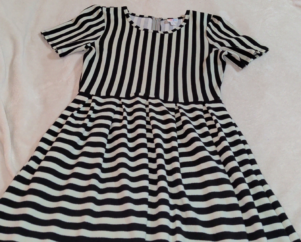 LuLaRoe Women's Black and Mint Striped Dress